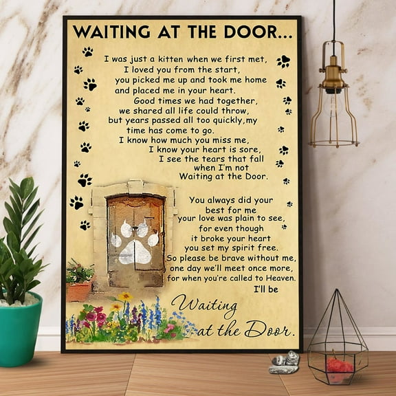 Cat Waiting At The Door Paper Poster No Frame Matte Wall Art Decor 11 x 17 Inch Poster