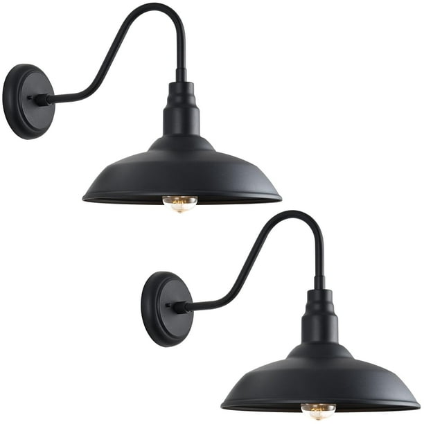 Juego de 2 lámparas de pared exterior GOALPLUS con brazo articulado negro de 35 cm