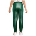 thumbnail image 2 of MSemis Girls Jazz Dance Leggings Metallic Ribbed Elastic Waistband Solid Color Toursers for Hip-hop Performance Green 100, 2 of 5