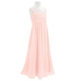 thumbnail image 2 of ranrann Kids Big Girls Ruching Bust Junior Bridesmaid Chiffon Dress Wedding Maxi Gown Pearl Pink 8, 2 of 6