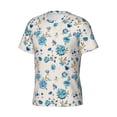 thumbnail image 5 of Vsdgher Rose Flowers Print Men's Dry Fit Mesh Athletic Shirts Moisture Wicking Tennis T-Shirt Tops, 5 of 9