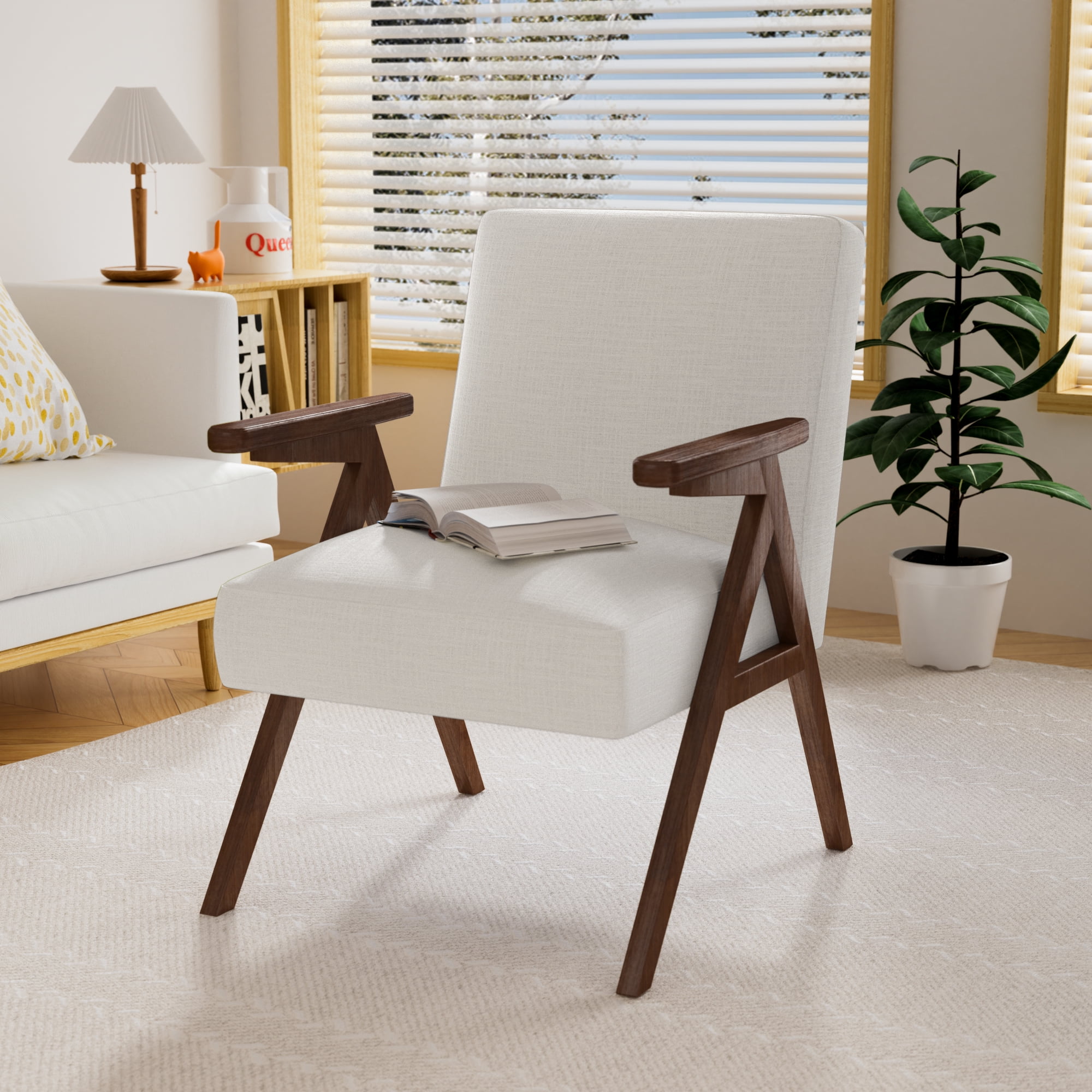 HUIMO Mid Century Modern Chair,Solid Wood Accent Chair, for Living Room