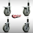 thumbnail image 2 of 5 Inch SS Gray Poly Swivel 1-1/4 Inch Expanding Stem Caster Set 2 Brakes, 2 of 2