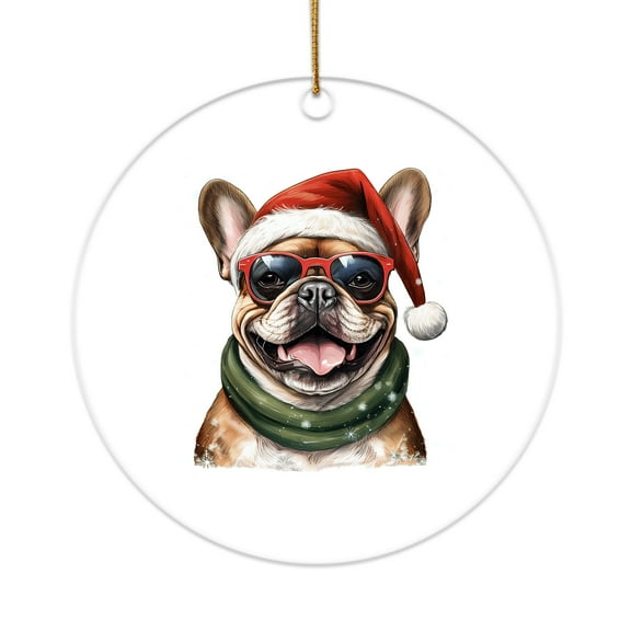 Hello Winter French Bulldog Frosty Morning Walk Welcome Snowy Christmas Acrylic Round Ornament Dog Lover Gifts Home Tree Decor - 02018