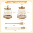 thumbnail image 4 of 2 Pcs Honey Jar Set, Glass Container with Wooden Stirrer, Wide Mouth Kitchen Maple Syrup Dispenser, Includes Wooden Lid & Base, Ideal Christmas Mother's Day Gift (11 oz & 14.2 oz), 4 of 5