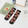thumbnail image 7 of Rateoe Brown Football On Black Pattern Quarter Crew Socks,Toe Seamed Ankle Socks,Cotton Cushioned Breathable Athletic Crew Sports Socks, 7 of 7