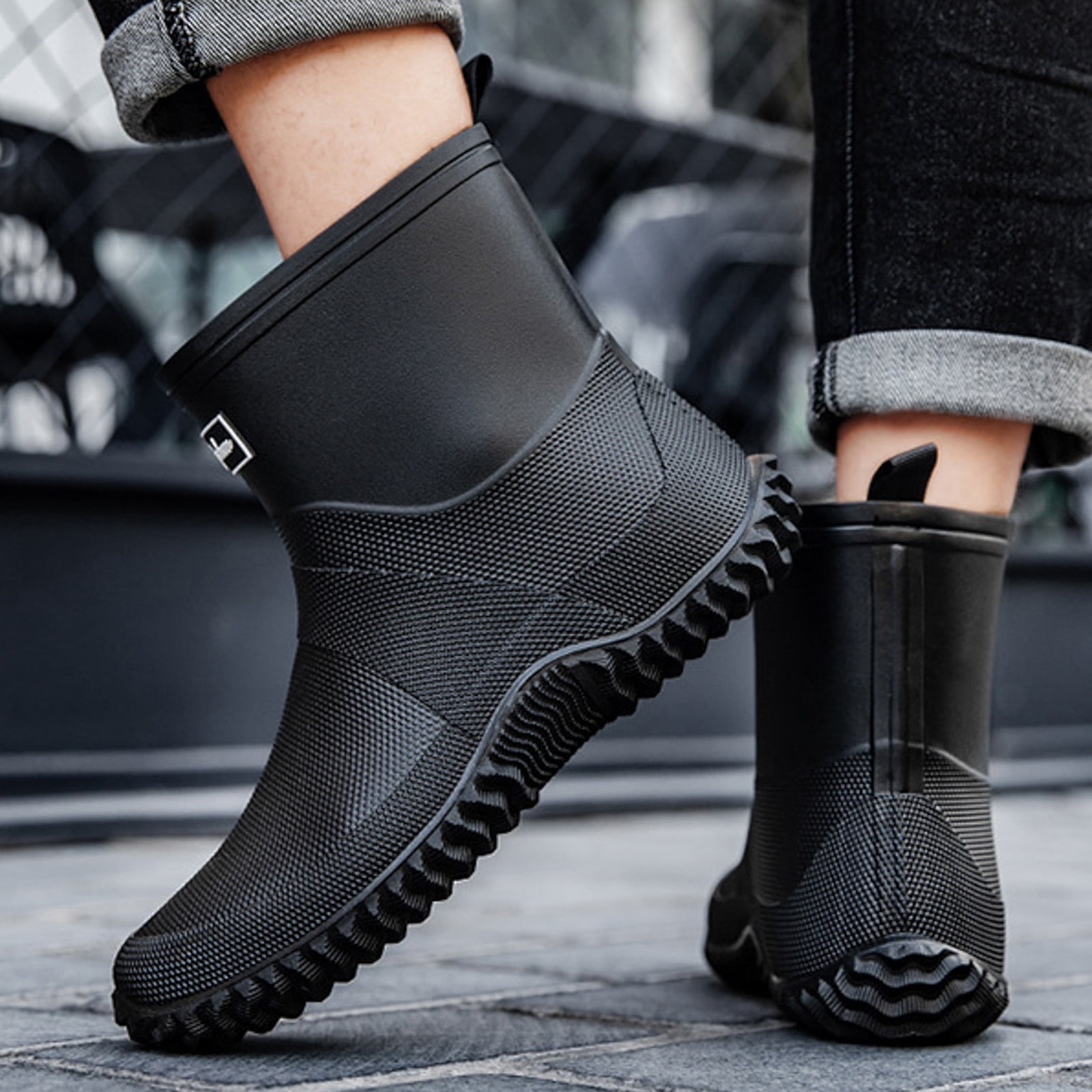 Chenyee Rain Boots for Women Men Lightweight Water-proof Water Shoes Mid Calf Non Slip Garden Boots
