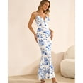 thumbnail image 4 of Vestido largo GLENGE para mujer, estampado floral, cuello en V, sin mangas, 4 of 5