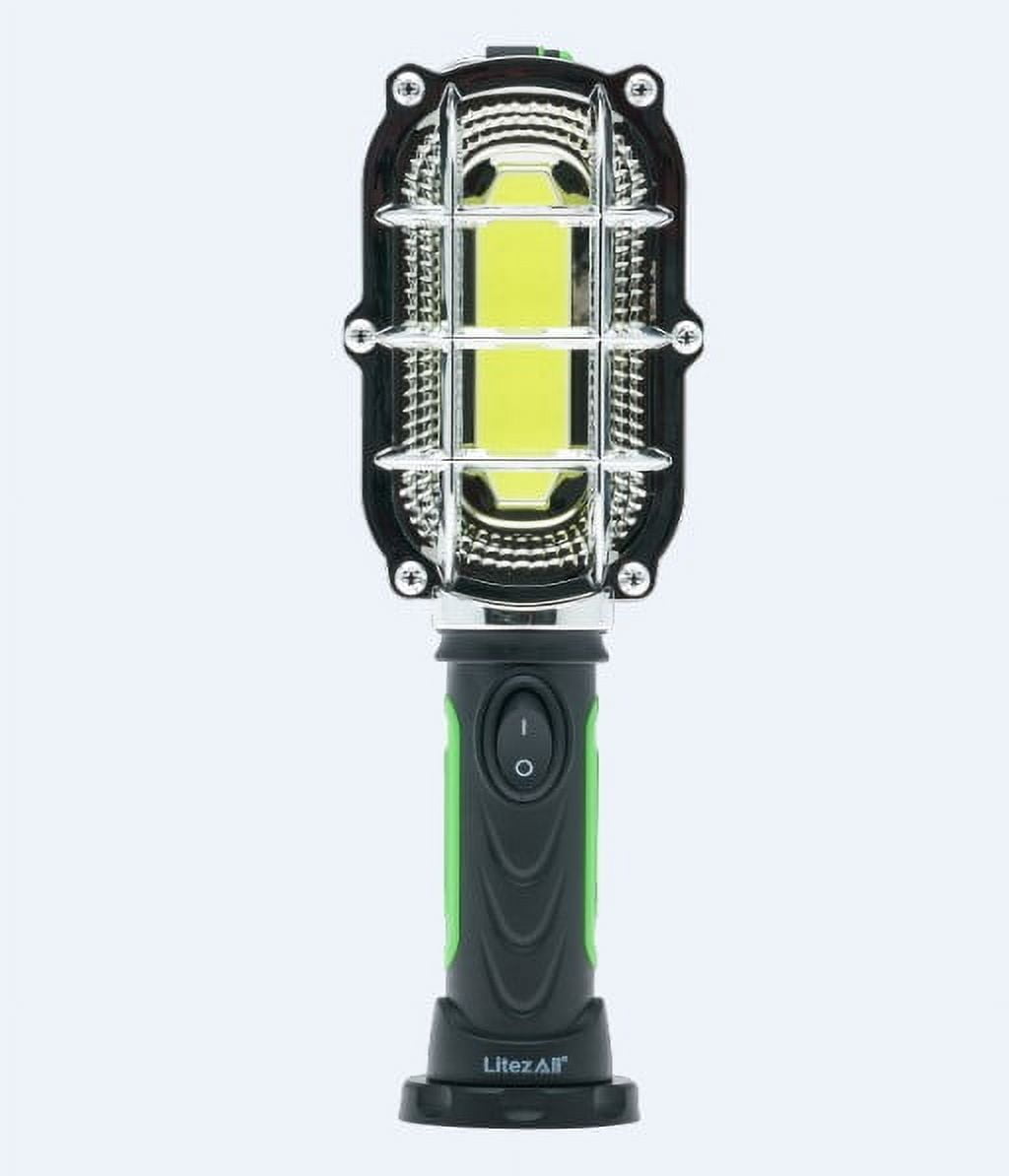 (2 pack) LitezAll 500-Lumen Classic Style LED Work Light with Hook and Magnet, Black/Green