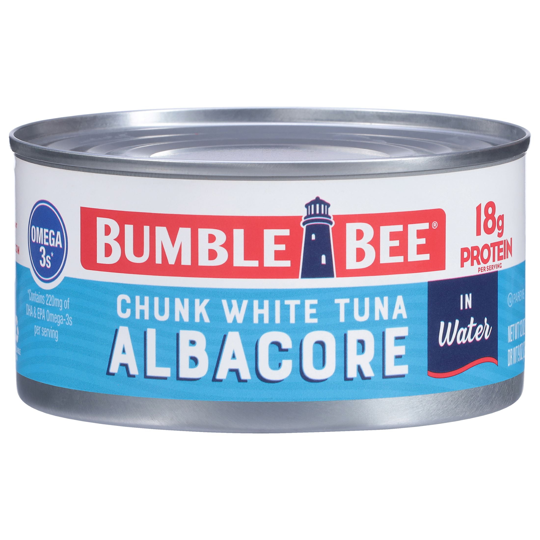 (12 pack) Bumble Bee Chunk White Albacore Tuna in Water, Wild Caught, Gluten Free, 18g Protein Per Serving, Shelf Stable Can, 12oz