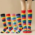 thumbnail image 4 of prucolt Womens Striped Stockings Knee High Socks Colorful Casual Boot Socks Outdoor Sport Athletic Long Tube Socks, 4 of 4