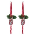 thumbnail image 1 of Soportes de plantas de macramé Uxcell para interiores, estante para plantas colgante con base de madera resistente para colgar en la pared, techo o ventana, paquete de 2 rojos, 1 of 7