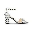 thumbnail image 3 of BLISSFUL STEP Women's Shoes Printed Chunky Heels Open Toe Ankle Strap Sandals White 8.5, 3 of 7