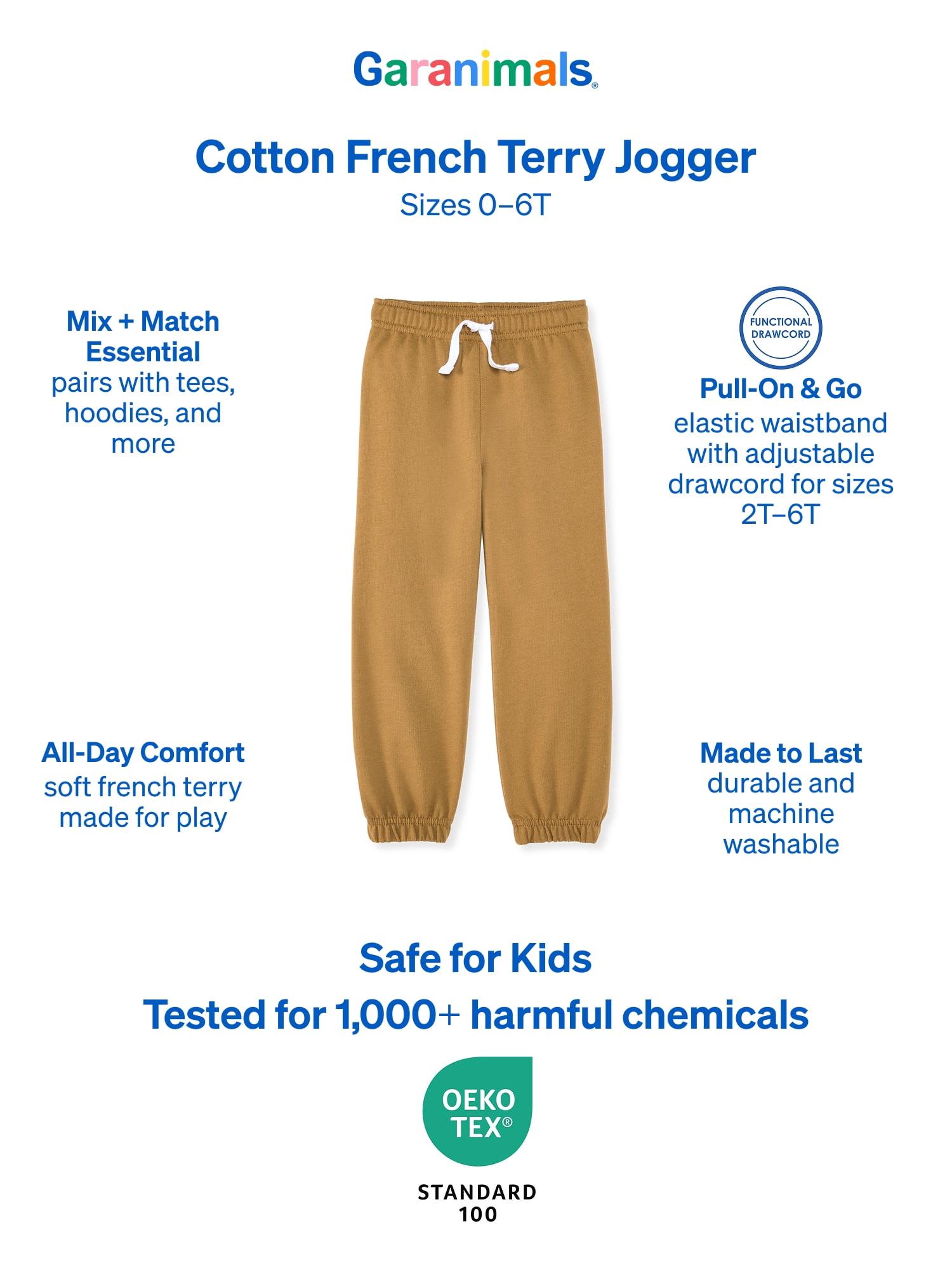 Garanimals Baby & Toddler Boys French Terry Pull-On Joggers, Single & 3-Pack, Sizes 0-6T
