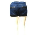 thumbnail image 4 of Women's Juniors Classic Perfect Fit Mid-Rise Blue Denim Jeans Short Shorts, 4 of 4