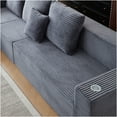 thumbnail image 2 of JERFIT Modular Cloud Couch Sectional Sofa with Cup Holders, No Assembly Required, Deep Seating, Plush Corduroy Fabric, Dark Gray, Modern 5-Piece Set, 2 of 5