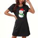 thumbnail image 1 of Camisón corto navideño para mujer, talla grande, cuello redondo, manga corta, estampado en el pecho, vestido de noche para mujer, 1 of 3