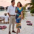 thumbnail image 3 of Chririnla Couple Matched Clothes Abstract Planet Print Shirts for Men Slim Fit T-Shirts,3D Galaxy Bodycon Mesh Dress for Women,Trendy Couple Clothes Hawaii Luau Party Outfit for Husband Wife, 3 of 6