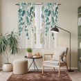 thumbnail image 6 of Teal Green Eucalyptus Kitchen Curtains 63 Inch Length, Farmhouse Weeping Leaves Linen Tiers Curtains for Living Room Berdoom Bathroom, Light Filtering Drapes Window Treatment 2 Panels 42"Wx63"L, 6 of 8