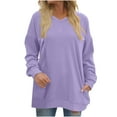 thumbnail image 1 of Yuyuzo Womens Sweatshirts Tops V Neck Long Sleeve Straight Line Pullover Fall Casual Sweatshirt Solid Color, 1 of 6
