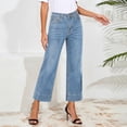 thumbnail image 5 of Erwazi Women's Ankle Length Jeans Solid Belted Wasit Straight Wide Leg Casual Trendy Denim Pants with Pockets, 5 of 7