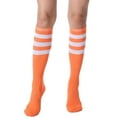 thumbnail image 1 of Calcetines de fútbol para niños Laklulu Calcetines hasta la rodilla para niños pequeños, calcetines deportivos largos a rayas para niñas, 1 of 5
