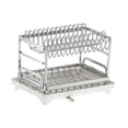 thumbnail image 4 of Escurreplatos de 2 niveles, gran capacidad, con escurridor, resistente a corrosión, colador estable, organizador de cocina y almacenamiento., 4 of 8