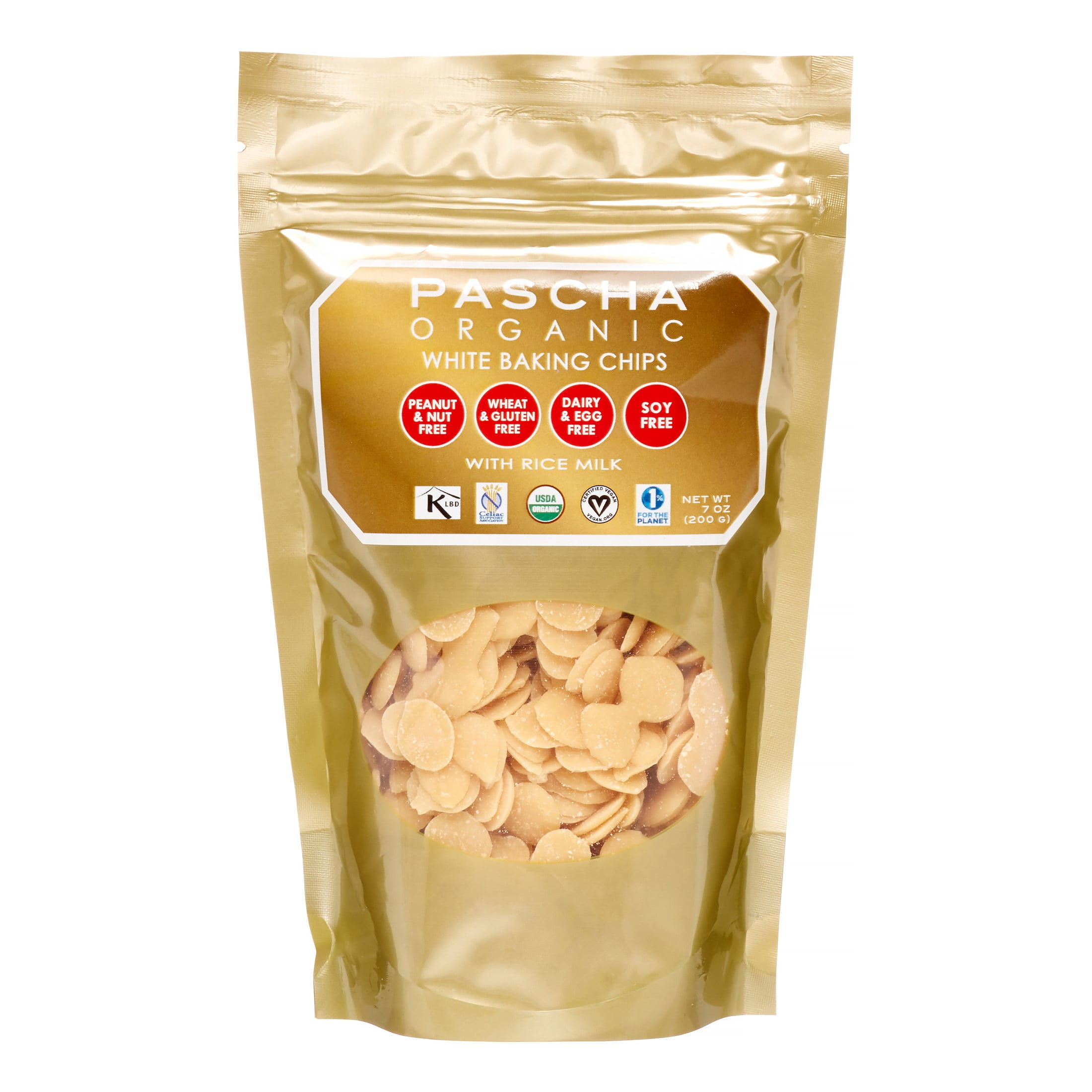 Pascha White Rice Milk Chocolate Baking Chips, 7 Oz