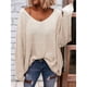 thumbnail image 3 of Suéter Holgado de Punto de Larga con Cuello en V para Mujer Crema XL, 3 of 5