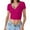 Hot Pink, variant on DuoJiaJ Women's Short Length Fitted V Neck Ribbed High Elasticity Bustier Short Sleeve Top Women's Linen Shirts Black L