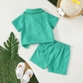 thumbnail image 5 of Toddler Baby Boy Summer Clothes Short Sleeve Lapel Collar T Shirt and Shorts Cute Boys Clothing Set, 5 of 7
