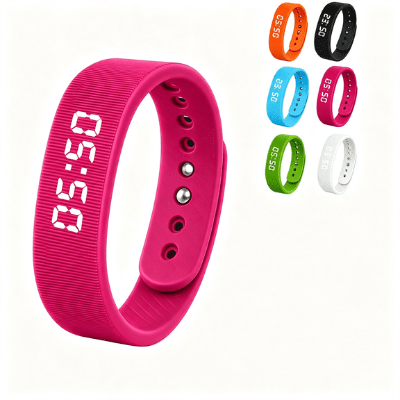 GJX Vibrating Alarm Wristband Clockmens Bracelet Smart Digital Watch for Heavy Sleeperswaterproof Effective Onyx Couples Travel Silent Alarm Wake Up Wrist Bracelets for Men&Women(E,Standard)