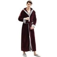thumbnail image 1 of Artfasion Mens Long Bathrobe with Hood Warm Soft Shawl Collar Plush Spa Robe, 1 of 6
