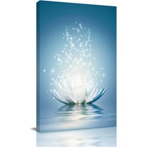 Blue Lotus Flower Canvas Wall Art Decor for Bedroom Bathroom Meditation Abstract Picture Print Painting,Framed Artwork for Living Room,Office 12"Wx18"L