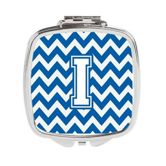 Carolines Treasures Letter I Chevron Blue & White Compact Mirror