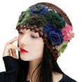 thumbnail image 2 of Helii Cute Hats for Women Vintage Handmade Embroidered Cotton Crochet Knit Hollow Out Floral Hat Breathable Lightweight for Spring Summer Fall, 2 of 4