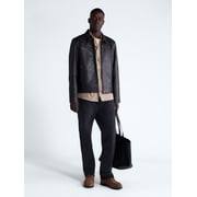Free Assembly Men's Leather Jacket with Zip Pockets, Sizes XS-2XL