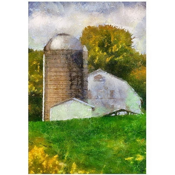 Trademark Fine Art "Barn and Silo" Canvas Wall Art by Lois Bryan