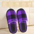 thumbnail image 4 of Balery Purple Buffalo Plaid Slient Indoor Furry Fleece Comfort House Shoes Soft Non-Slip Home Shoes Cotton Slippers House Slippers-- Large, 4 of 9