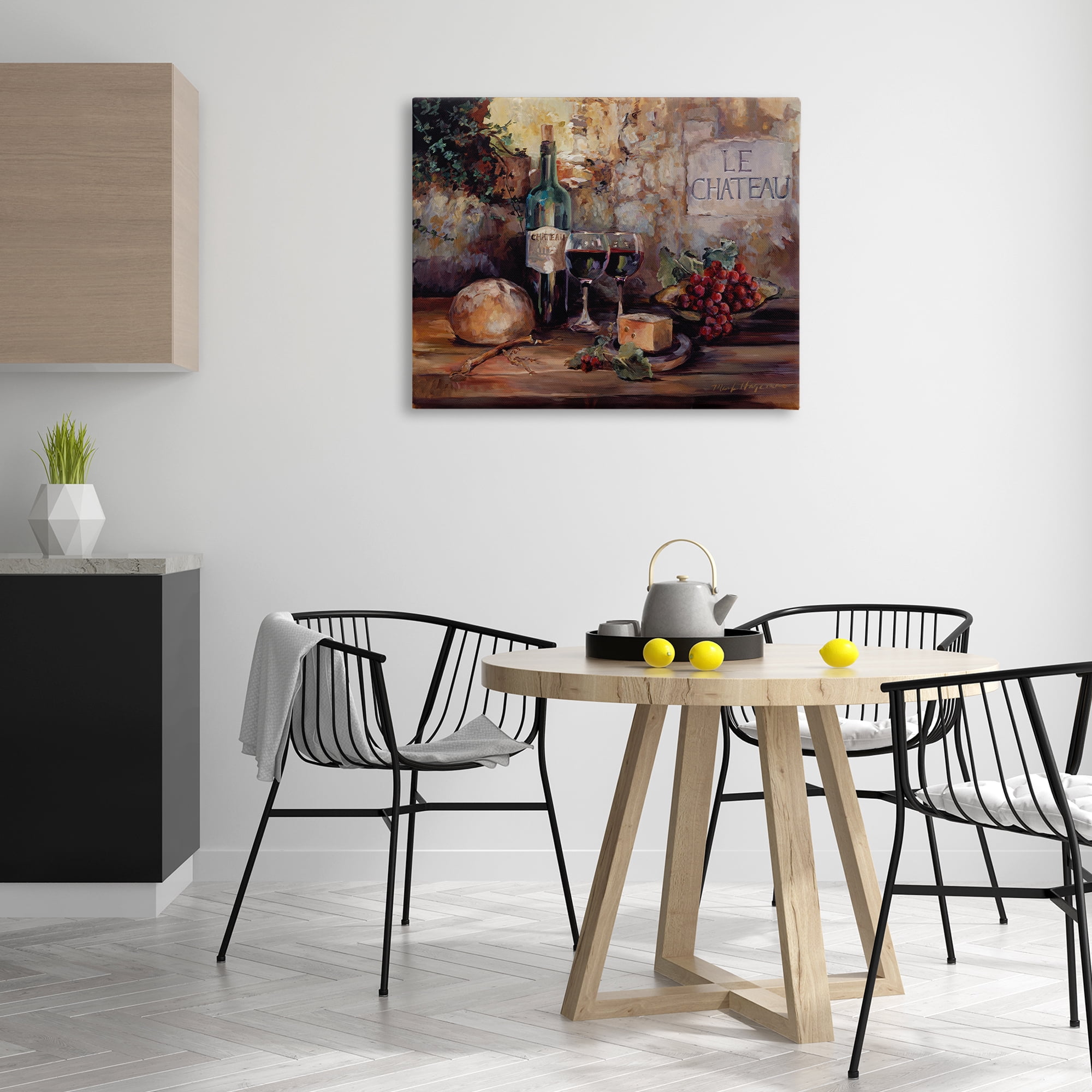 Stupell Industries Parisian Wine and Cheese Food & Beverage Painting Wrapped Canvas Art Print Wall Art, 40 x 30