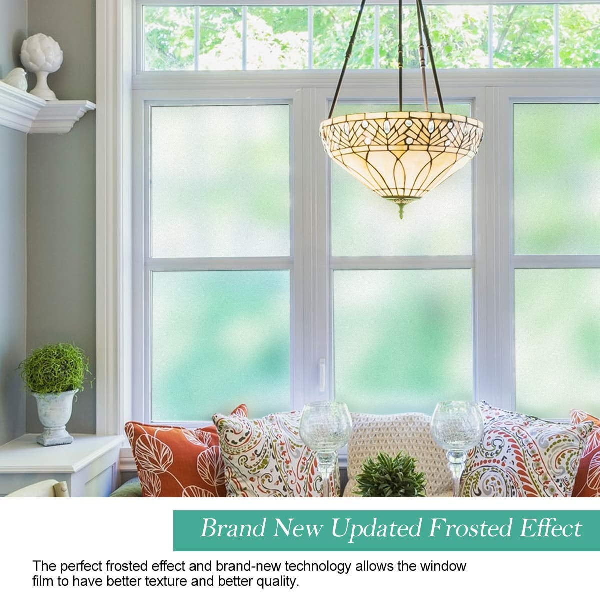 HIDBEA 23.6 in x 78 in Frosted Privacy Window Film, Vinyl, Transparent