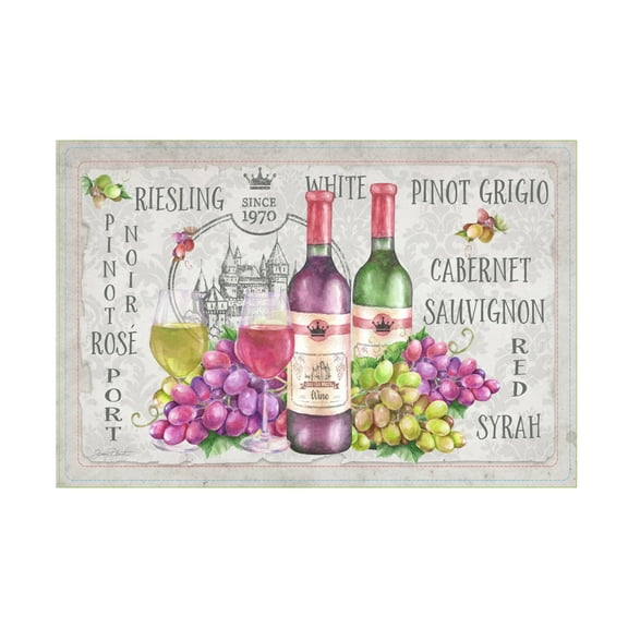 Canvas Wall Art - Jean Plout 'Whimsy Wine' Wall Art for Living Room, Bedroom, or Office Décor by Trademark Fine Art - 19 x 12 Inches