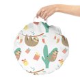 thumbnail image 2 of Christmas Round Floor Cushion with Handle, Pattern of Sloths Holiday Socks and Gift Boxes, Decorative Pillow for Living Room & Dorms, 18" Round, Seafoam Dark Tan, by Ambesonne, 2 of 4