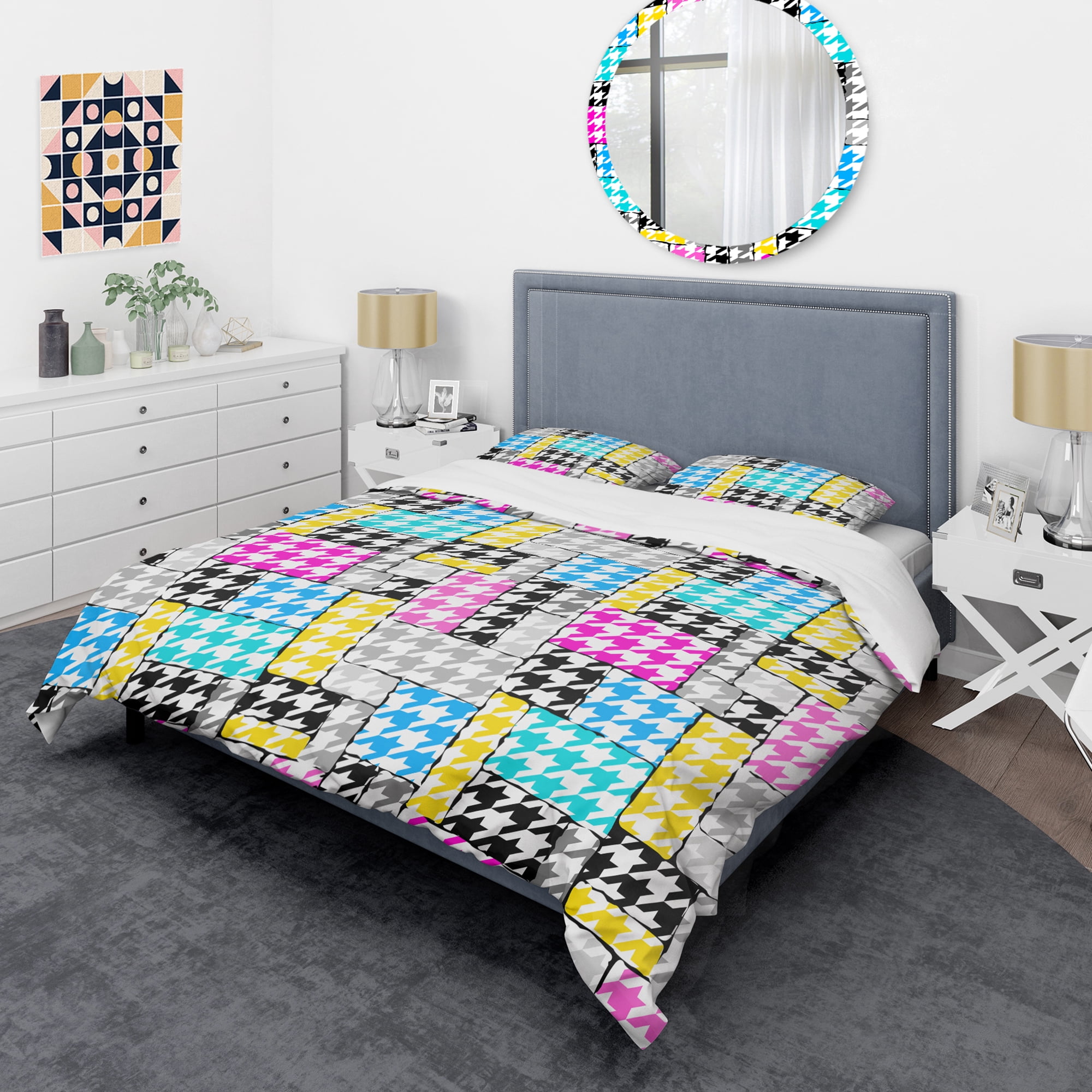 Designart 'Classic Hounds-tooth Pattern II' Mid-Century Modern Duvet Cover Set