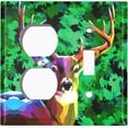 thumbnail image 4 of Metal Light Switch Plate Cover Deer Hunt Green Artistic Camouflage CMO007, 4 of 13