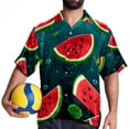 thumbnail image 4 of Watermelon Men's Hawaiian Shirt, Button Down Poplin Short Sleeve Casual Summer Beach Printed Unisex Shirts, 4 of 6