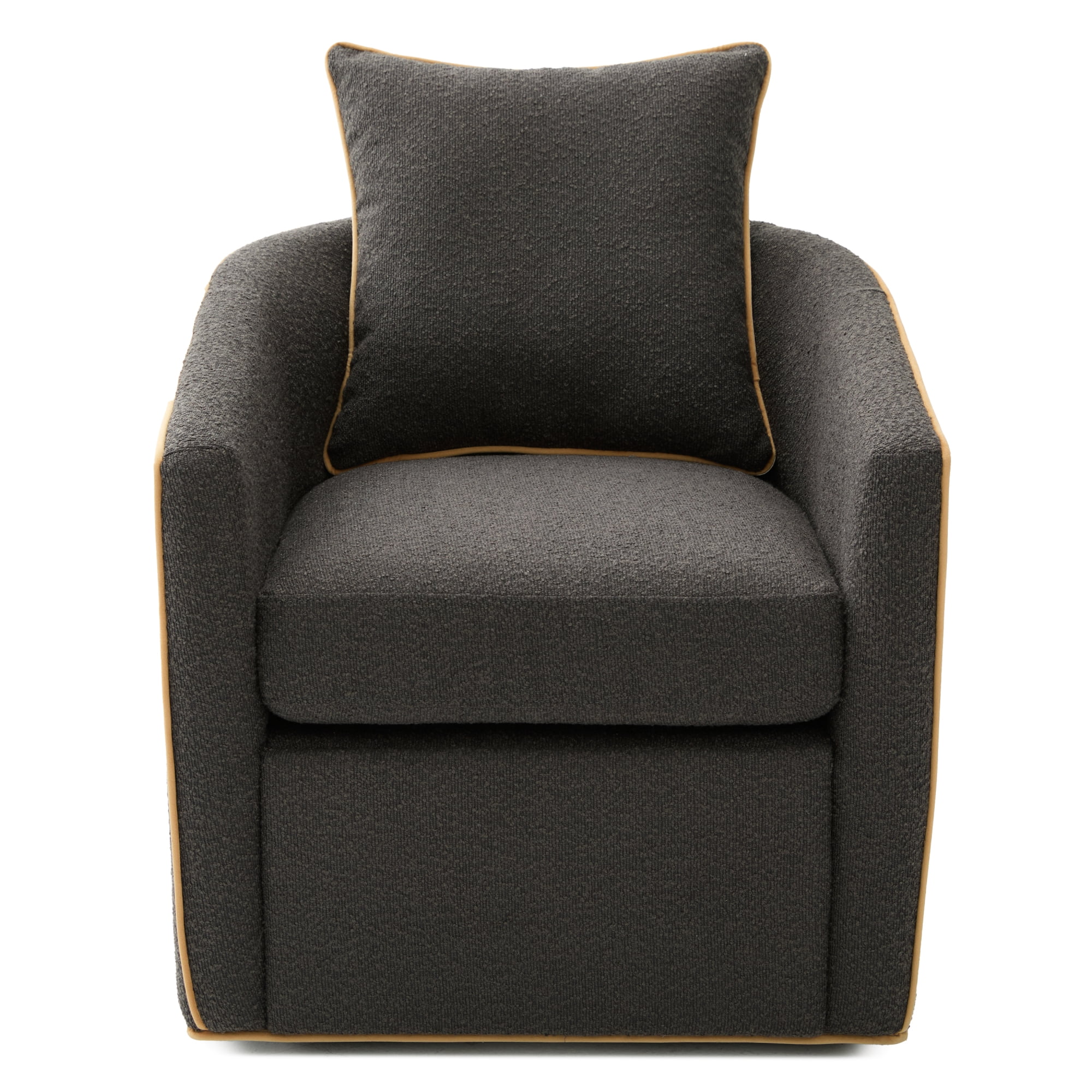 Leumius Swivel Accent Chair, Upholstered Club Chair Barrel Sofa Chair for Living Room, Reading Corner and Small Spaces, Dark Grey