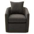 thumbnail image 3 of Leumius Swivel Accent Chair, Upholstered Club Chair Barrel Sofa Chair for Living Room, Reading Corner and Small Spaces, Dark Grey, 3 of 9