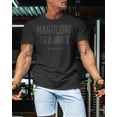 thumbnail image 3 of Gymish Hardcore Training Workout Shirt for Men – Motivational Gym T-Shirt, Athletic Fitness Gym Wear, Black on Black, Small, 3 of 6