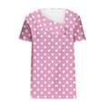 thumbnail image 4 of Blczomt Cute Short Sleeve Tops for Women Polka Dot Shirt Dressy Casual Button Pink V Neck Women's Blouse, 4 of 6